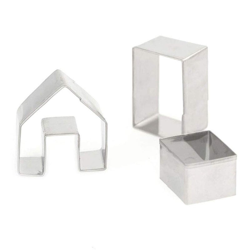 MEMOVAN Mini Gingerbread House Cookie Cutter Kit 3pcs Christmas Christmas Cookie Cutters 3D Stainless Steel Chocolate Little House Biscuit Mold Fondant Cake Decor Holiday DIY Baking Tools - Image 1